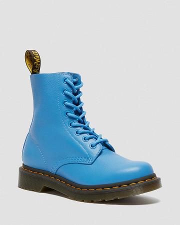 Blue Women's Dr Martens 1460 Pascal Virginia Leather Ankle Boots | CA 15BEX